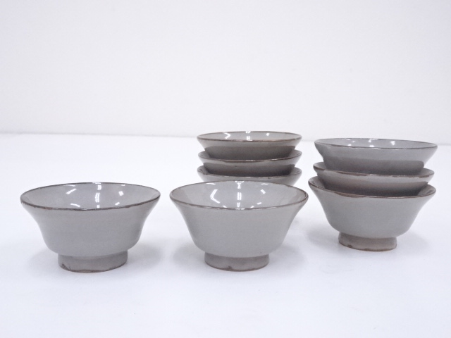 JAPANESE PORCELAIN SAKE CUP SET OF 8 / KYO WARE 